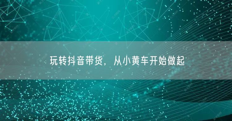 玩转抖音带货，从小黄车开始做起